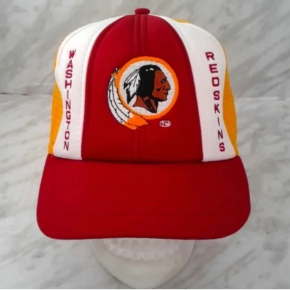 Washington Redskins AJD krystal NFL Vintage 80's Mesh Trucker Snapback Cap Hat - Picture 1 of 5